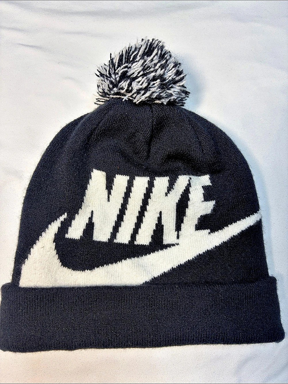 Nike Youth Logo Pom Beanie Black & White